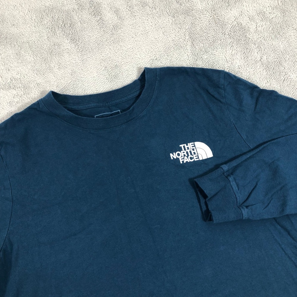 The North Face Shirt Women's L Blue Long Sleeve Graphic Tee Never Stop Exploring